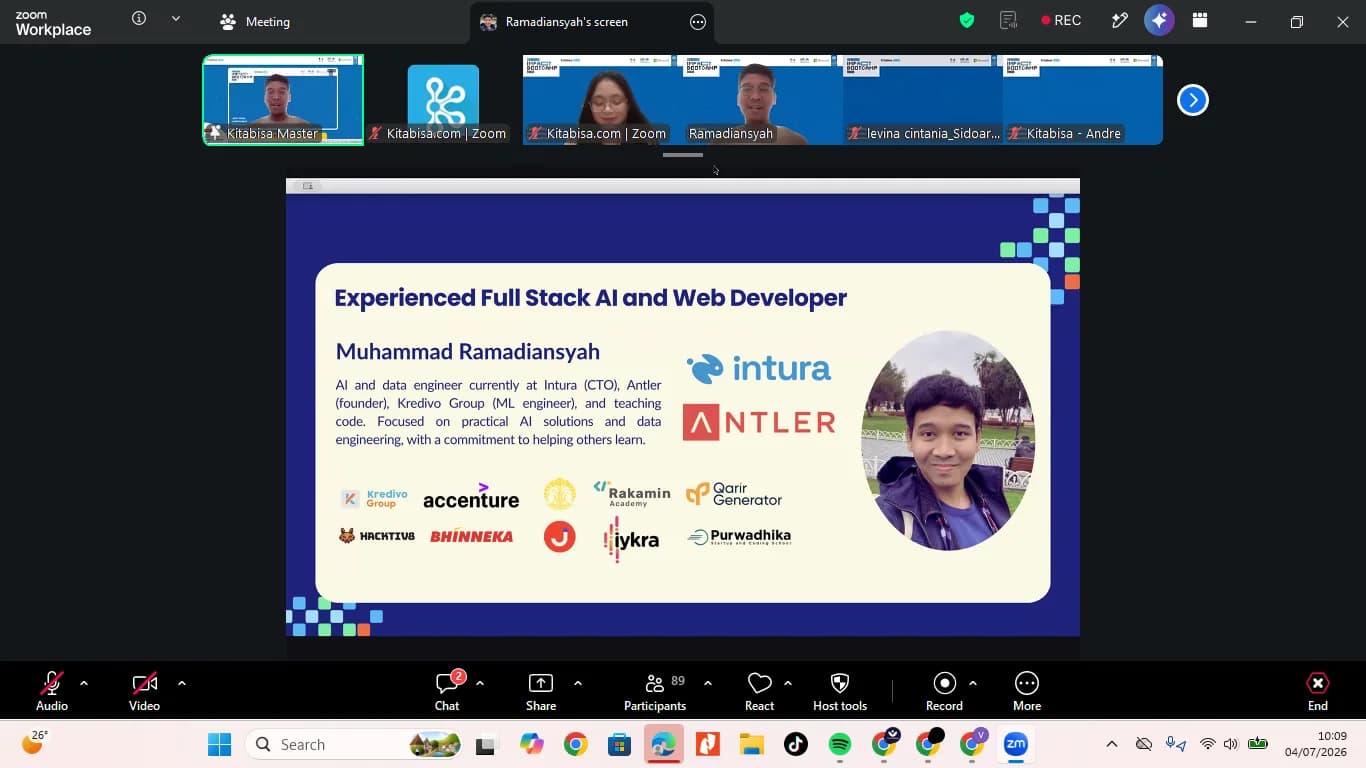 Muhammad Ramadiansyah, Co-Founder and CTO of Intura, introduced as the speaker of the AI Tools Proficiency for Founders session